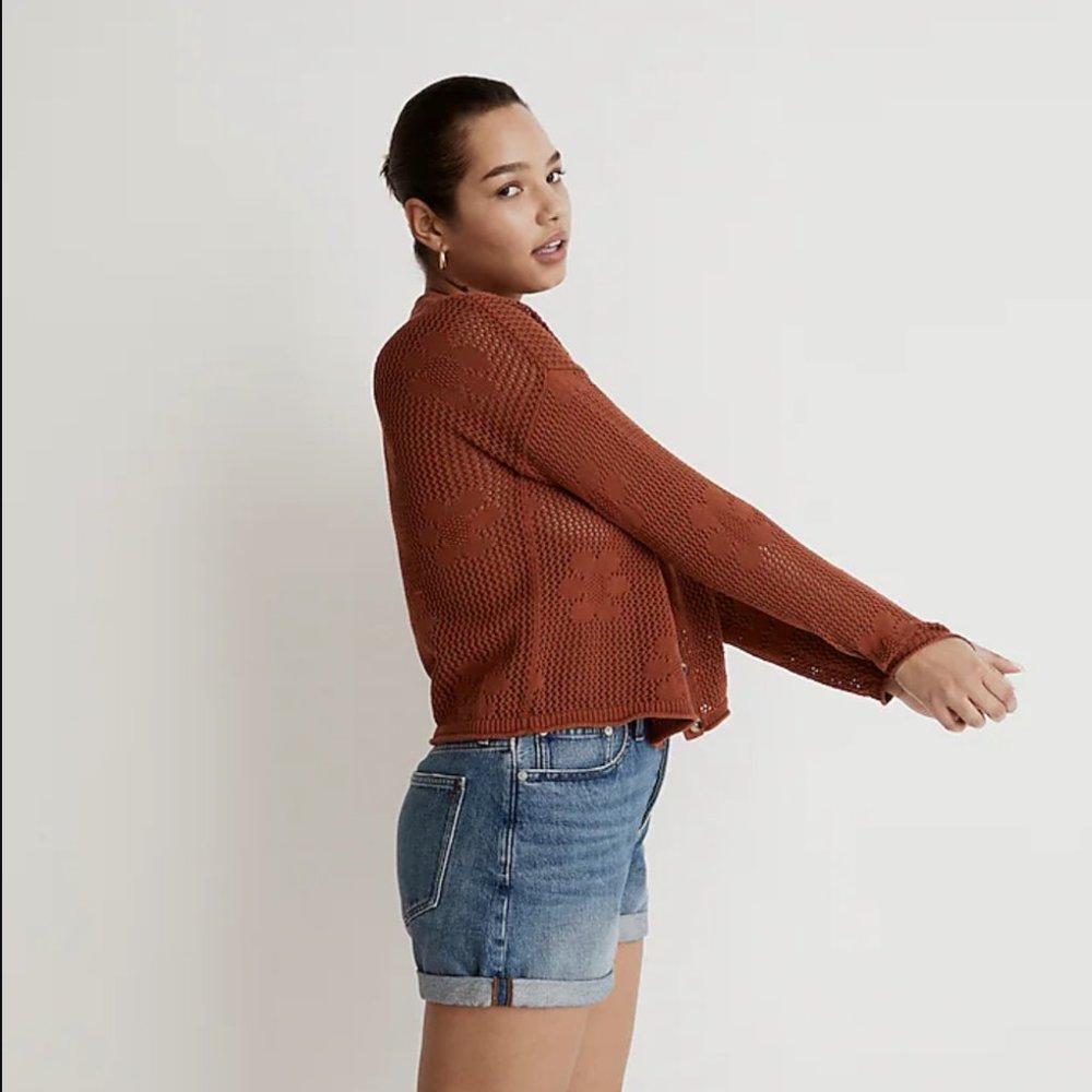 Madewell Floral Open-Stitch Cardigan Sweater